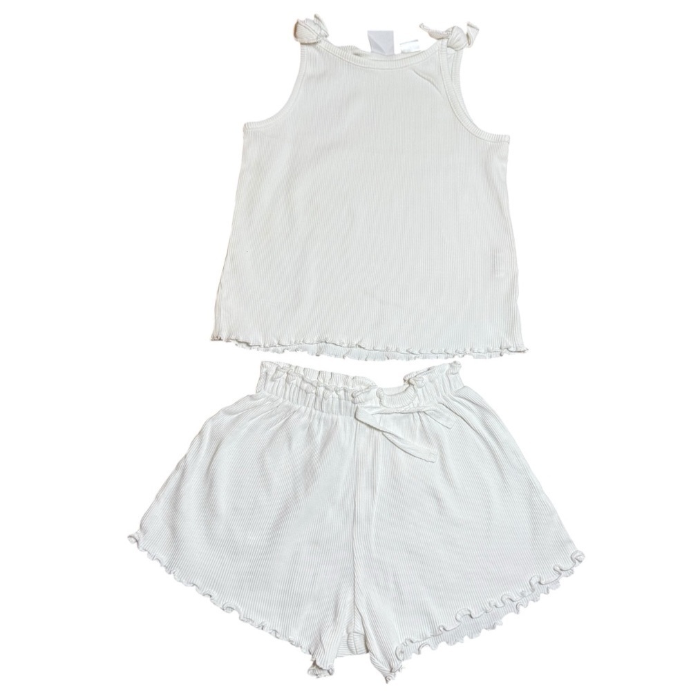 ZARA Kids White 2-Piece Ribbed Ruffle Set– Size 4-5 Years